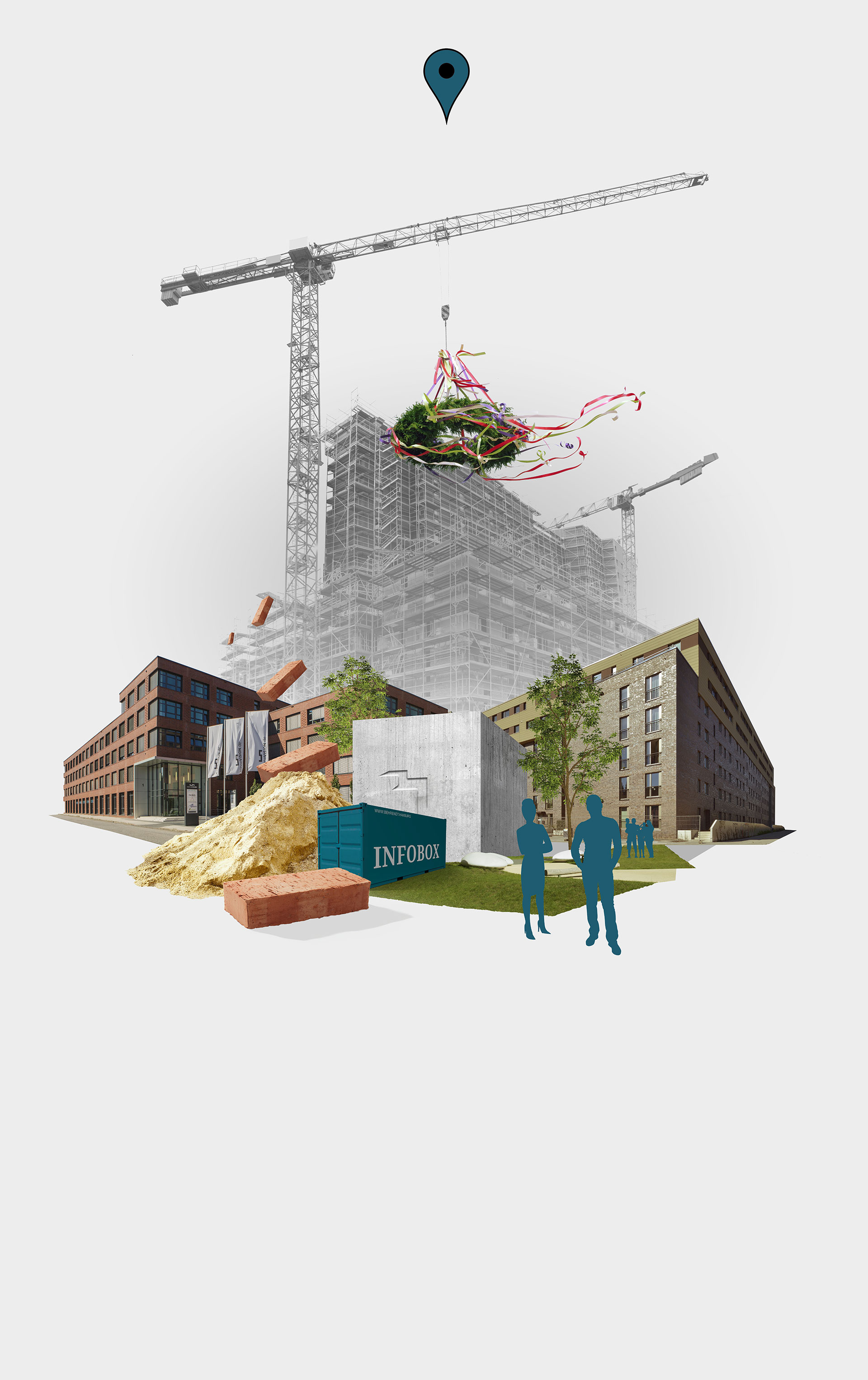 Behrendt Markenentwicklung #1 Keyvisual# Collage # Grundstückerwerb # Projektentwicklung # Planung # Vermarktung # Verkauf